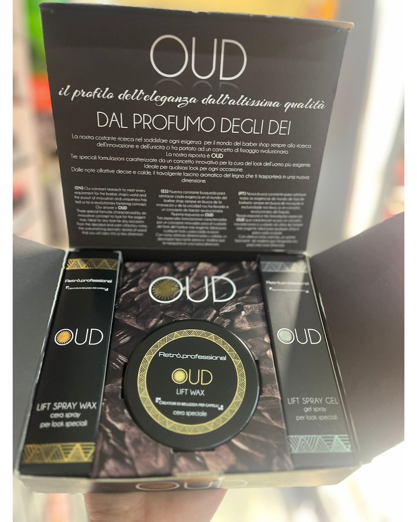 Retrò Professional Cera OUD Lift Wax + Lift Spray Wax + Lift spray Gel. Special Gift box Limited Edition