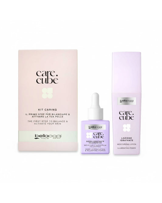 Bella Oggi Care Cube - Kit Caring Viso: Siero Ialuronico Rimpolpante + Lozione Illuminante