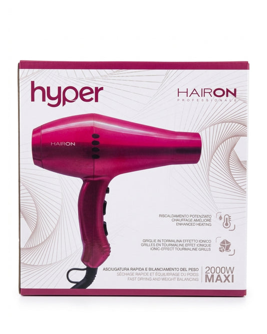 Asciugacapelli Professionale HairOn Hyper 2000W MAXI - Effetto Ionico & Tormalina